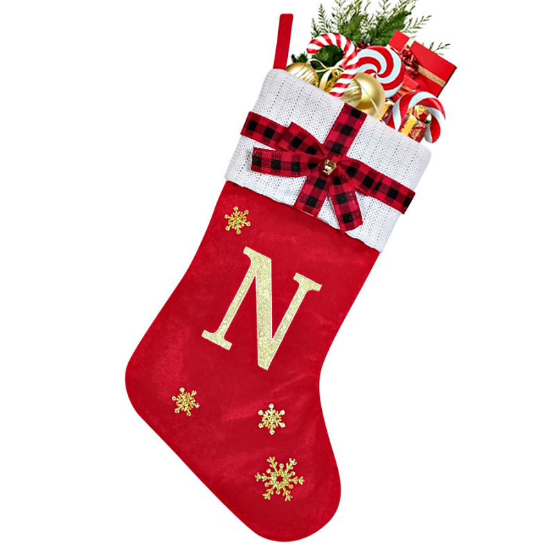 2025 新しいクリスマス装飾レターソックス大赤クリスマス装飾刺繍文字クリスマスソックスギフト|undefined