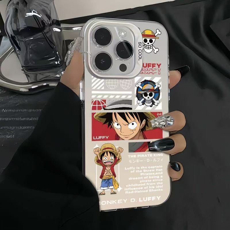Pirate Luffy Apto para Apple 16Promax Funda para teléfono móvil Carcasa de gas personalizada iPhone15/14/13 Texto 12