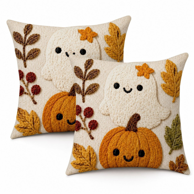2026 Autumn Pumpkin Pillow Cover Nordic Warm Living Room Sofa Pillow Cover Bedside Cushion Cover Soft Decorative Cushion Cover