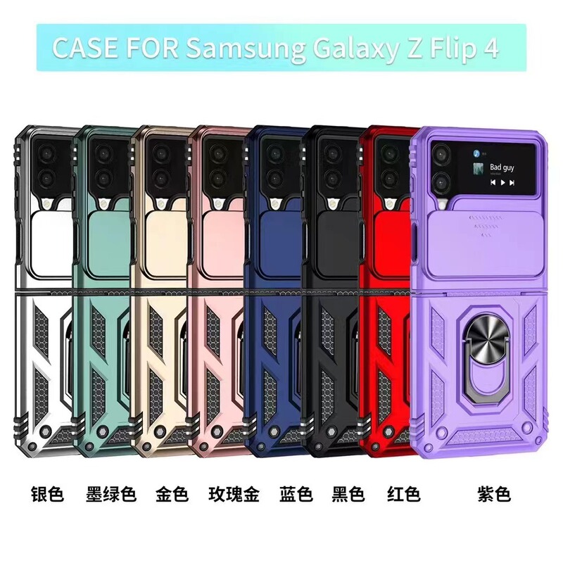Cross-border Samsung Galaxy Z Flip4 Sergeant Push Window Phone Case ZFlip3 Magnetic Bracket Protective Cover