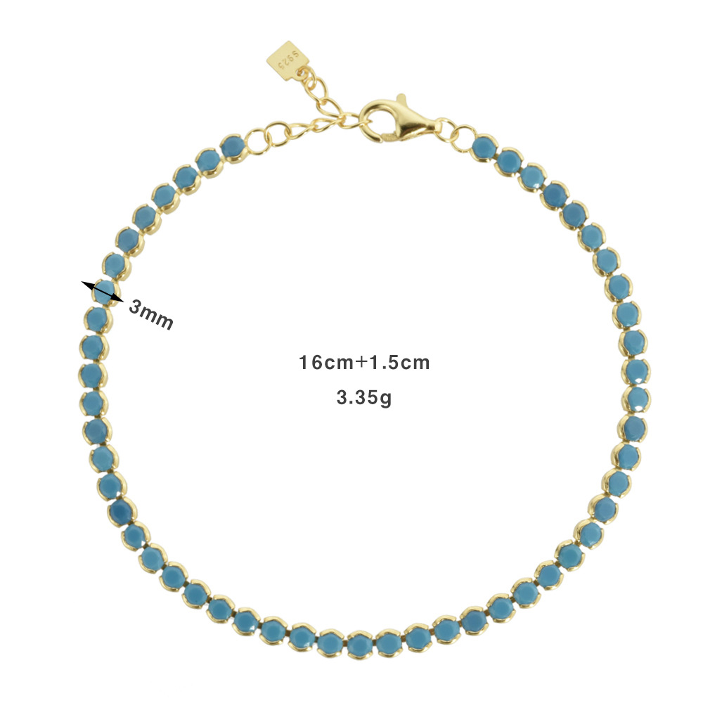 5g Weight 0.05µm-0.08µm Gold Plating Thickness 1 Piece 925 Sterling Silver Geometric Diamond 925 Sterling Silver Tennis Chain Necklace
