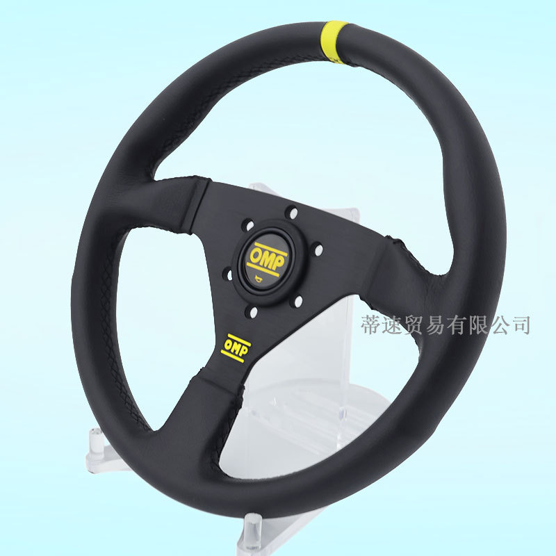 New Car Modified Steering Wheel 13inch Omp Frosted Leather Black Frame Competitive Racing Jdm Universal Leather Steering Wheel