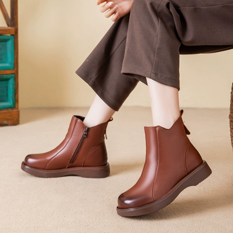 В наличии: зимние женские ботинки из натуральной кожи (первый слой), утепленные мехом, на флисовой подкладке, теплые, для мам.