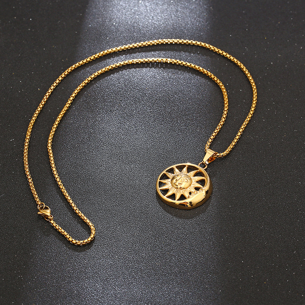 Retro Sun Titanium Steel Plating Pendant Necklace 1 Piece