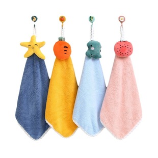 New coral fleece creative hand towel cute cute hanging absorbent towel children hand towel kitchen hanging towel