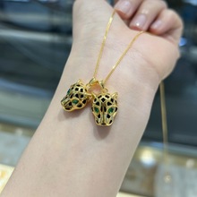 18k金吊坠豹子头黑玛瑙不脱模AU750霸气十足高级感小众百搭很耐看