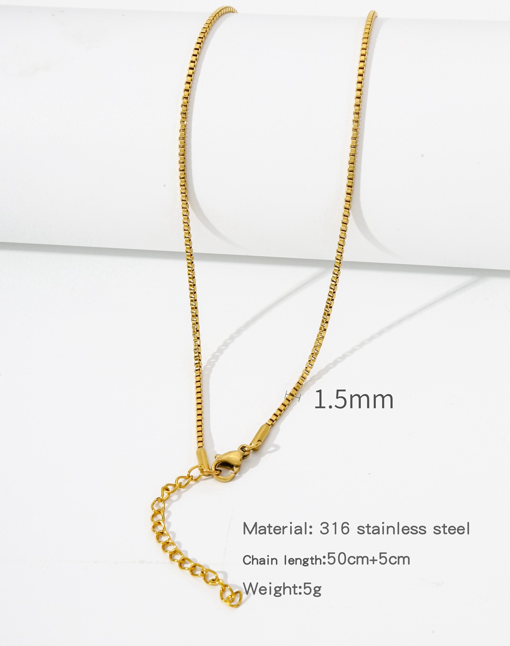 1 Piece Titanium Steel Gold Plated Solid Color Chain display picture 3