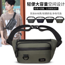 金派迪新款男士夏季户外通勤休闲腰包时尚简约胸包黑色单肩背包