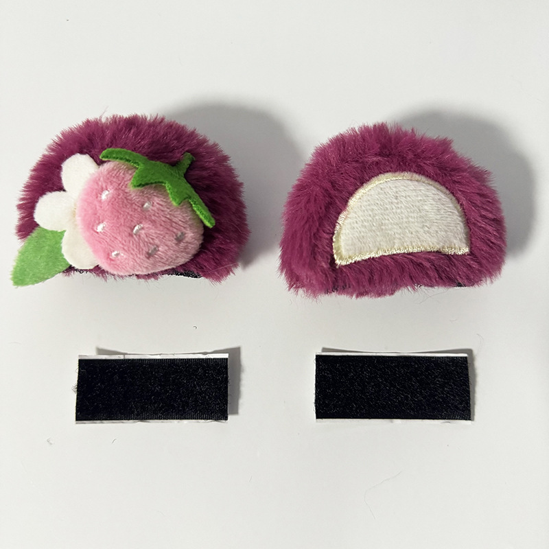 Strawberry Bear Ears Electric Vehicle Accessories Motorcycle Small Accessories Light Accessories Helmet Personalized Stuffed Car Stickers Modification