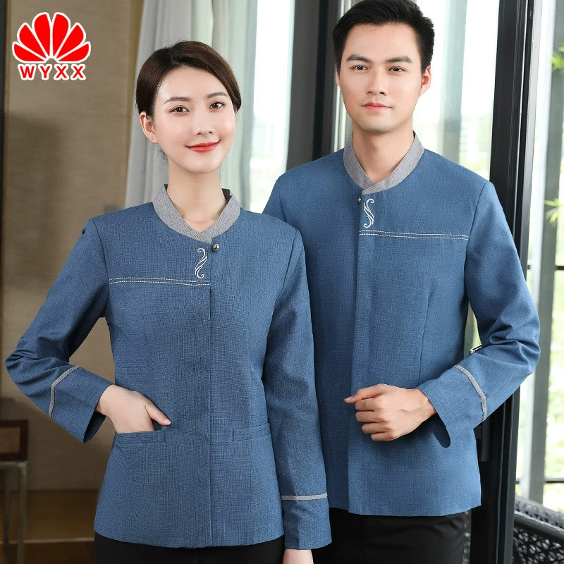 Осенне-зимняя Чистящая одежда с длинными рукавами в китайском стиле льняная гостиничная гостевая комната Собственность Общественная больница Чистящая одежда Тетушка Рабочая одежда