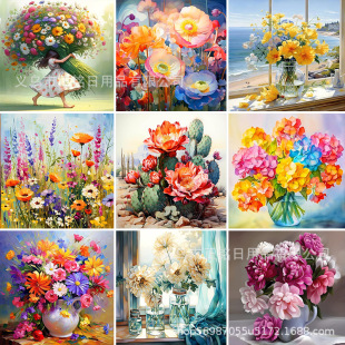 Foreign trade new cross-border 5D flower diamond painting round diamond full diamond diy diamond embroidery decorative painting factory wholesale direct sales