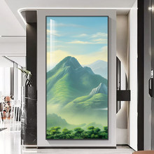 巨人山玄关装饰画西墙青山图玄关过道挂画背有靠山镇宅正对门壁画