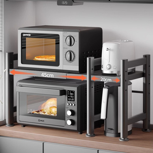Kitchen microwave shelf rack, multi-functional, extendable, double-layer oven and rice cooker storage rack, household use