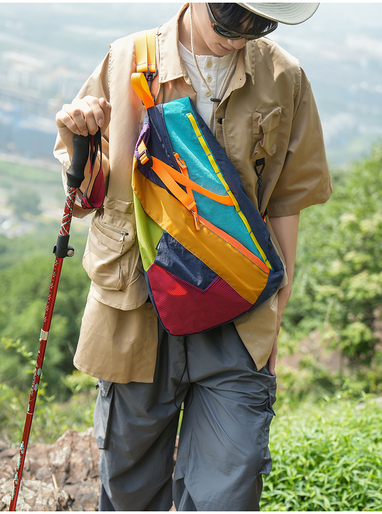 Color Block Lightweight Outdoor Travel Nylon Backpack 35