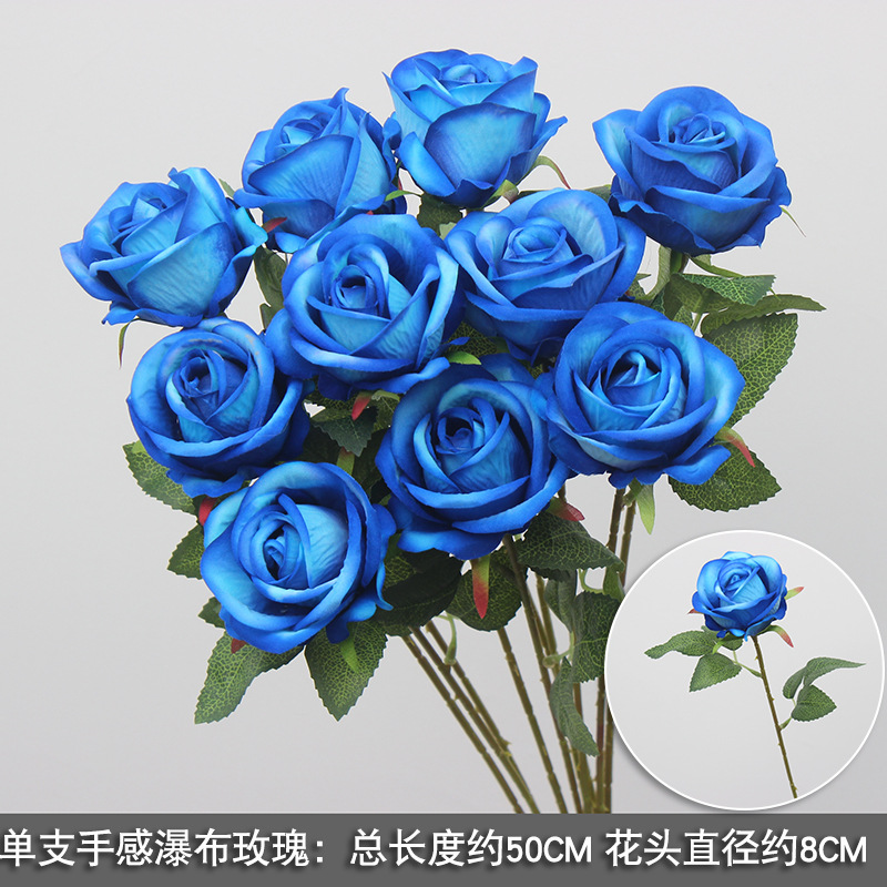 Franela de flores artificiales Cascada de rosas Decoración de flores falsas Pared de fondo Red de celebridades perforada Decoración de rosas Centro comercial Pared de cártamo