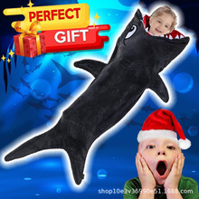 法兰绒鲨鱼睡袋毯子儿童睡袋双层法兰绒男女家居服防踢被现货批发