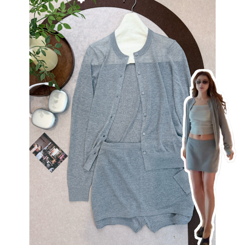 Pre-Made/Ready-To-Wear Tencel Linen Anti-Pilling Breathable Lightweight Knit Cardigan Yoga Air-Conditioning Shirt + Faux Two-Piece Short Skirt! Pre-Made/Ready-To-Wear Tencel Linen Anti-Pilling Breathable Lightweight Knit Cardigan Yoga Air-Conditioning Shirt + Faux Two-Piece Short Skirt!