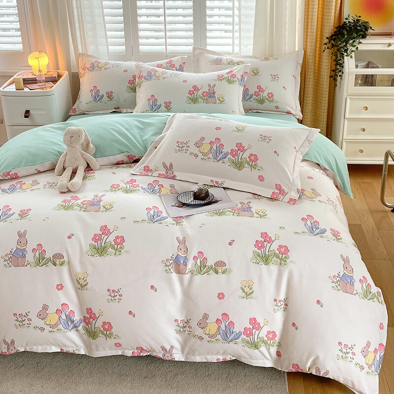 Minimalist Plant-Themed Cashmere Thickened Twill Brushed Single Duvet Cover for Double Beds, Student Quilt Cover, All-Season Use