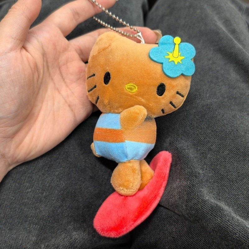 黑色草帽kitty帽宝宝挂件爱心扣公仔玩偶可爱赫本风挂饰钥匙扣|undefined