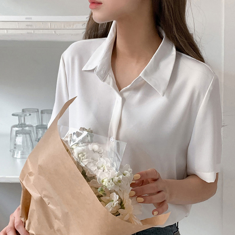 法式复古通勤时尚短袖衬衫女夏季新款高级感小香风简约上衣ins|undefined