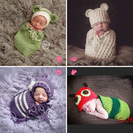 欧美满月宝宝月子照摄影服装影楼婴儿拍照造型童装新生儿针织睡袋