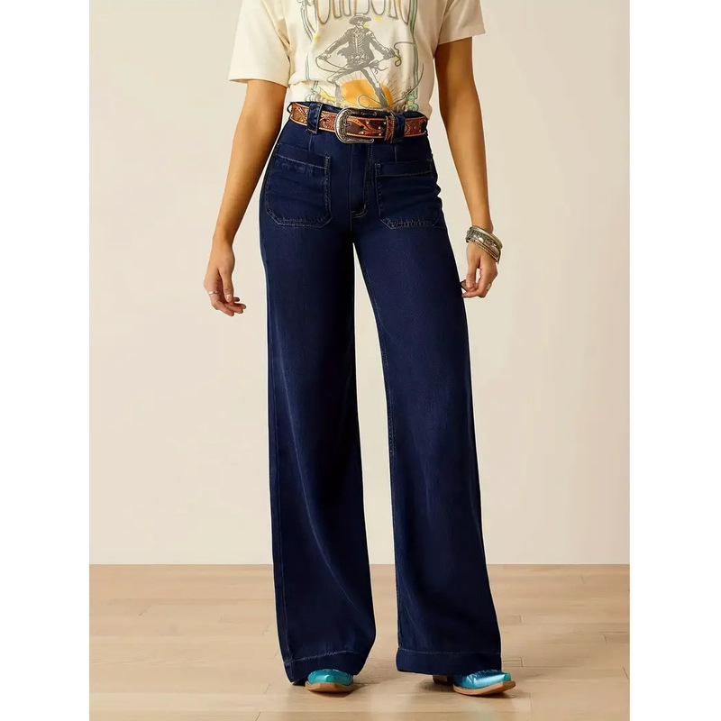 2026 New Style Plus-Size Women's Straight-Leg Jeans, Stretch Casual Denim, Washed Jeans