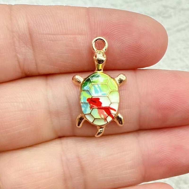 クロスボーダー DIY カラフルなカメペンダントジュエリーアクセサリーブレスレットペンダント合金オイルドリップアクセサリーペンダントイヤリング|undefined