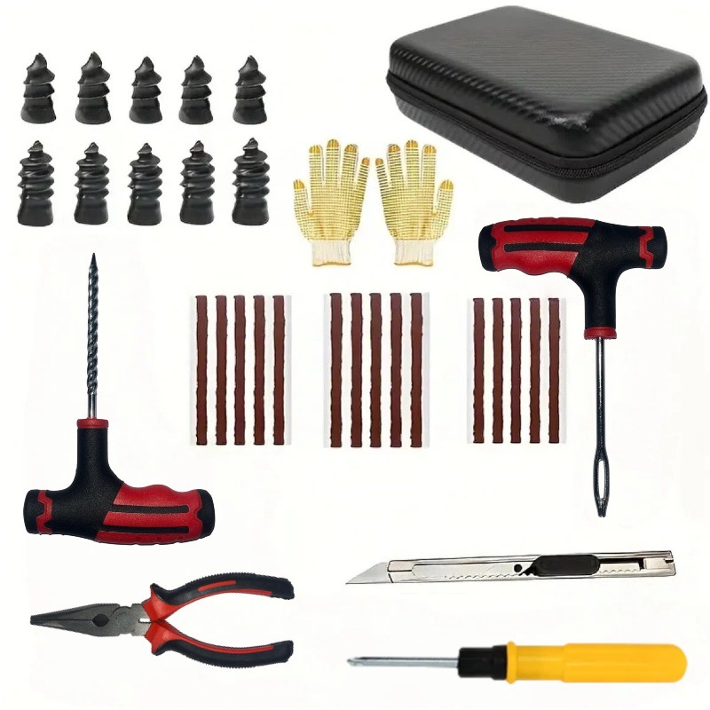 Cross-border car tire repair tool set, 45-piece car tire repair kit, electric vehicle vacuum tire repair tool