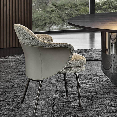 Luxury modern dining chair, simple leisure chair, solid wood Italian minimalist chair, restaurant model room sales office negotiation chair 
