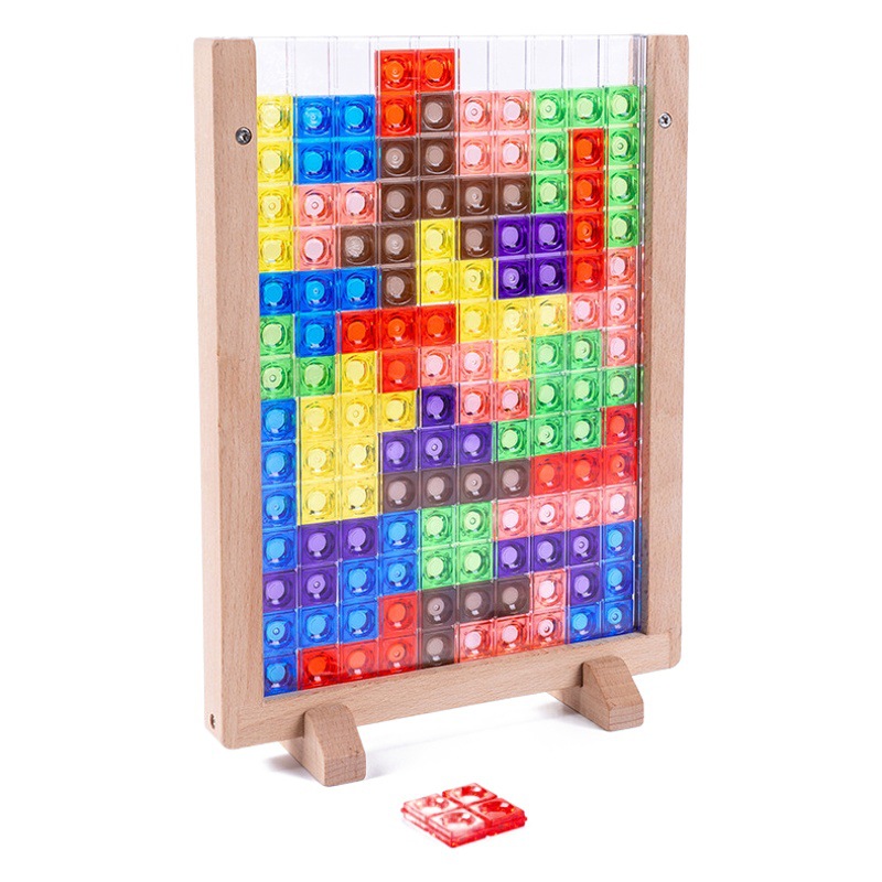 Tronos transfronterizos de haya tetris bloques de construcción bebé 3d rompecabezas de bloques de educación temprana para niños juguetes de madera educativos