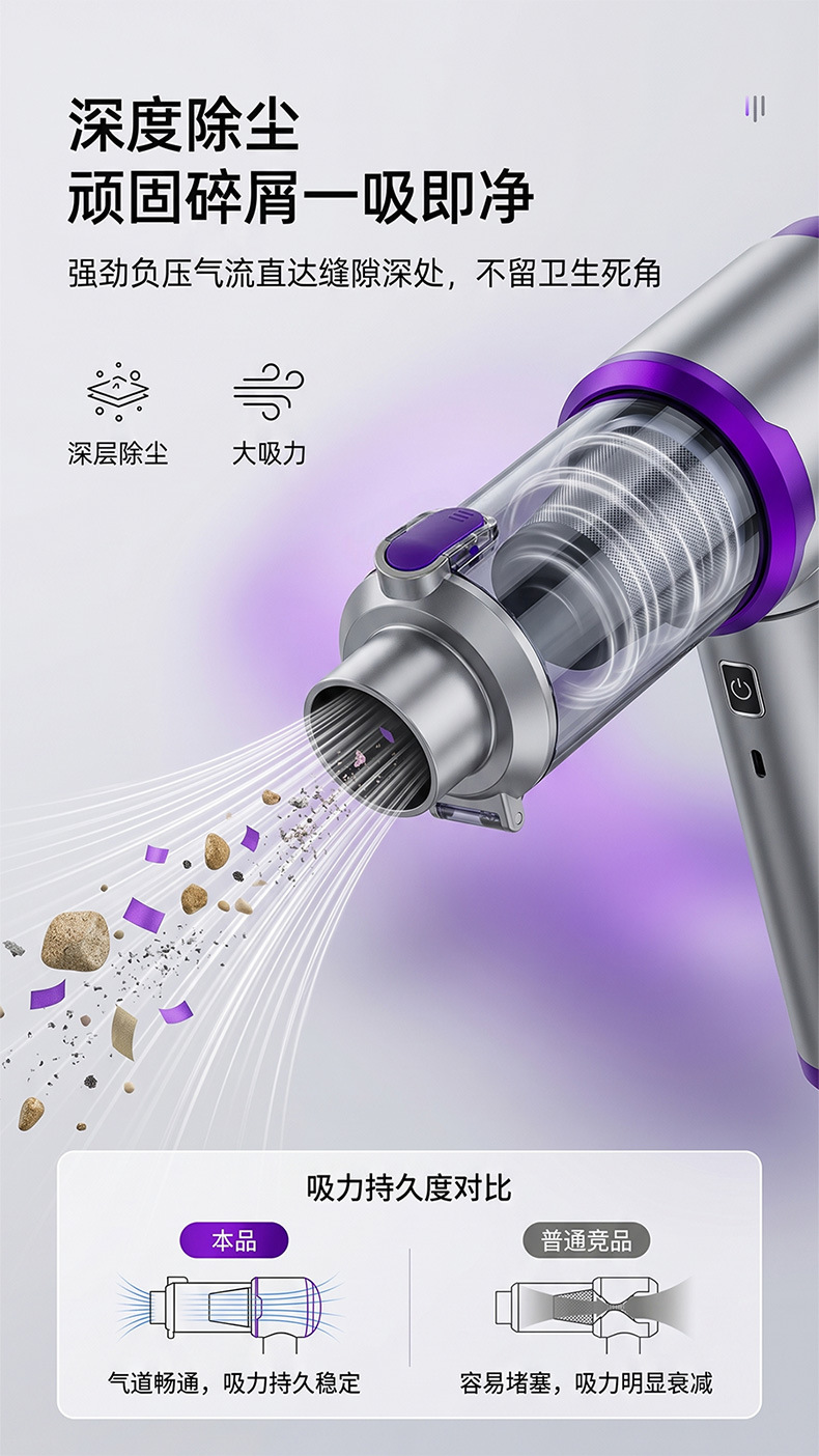 Cross-Border New Car Wireless Charging Suction and Blowing Dual-Purpose High-Power Mini Handheld Blowing and Suction Integrated Car Vacuum Cleaner
