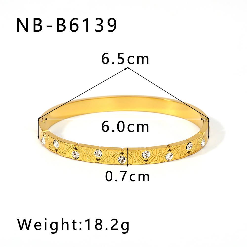 Women's Gender IG Style Round 304 Stainless Steel Zircon Bangle In Bulk