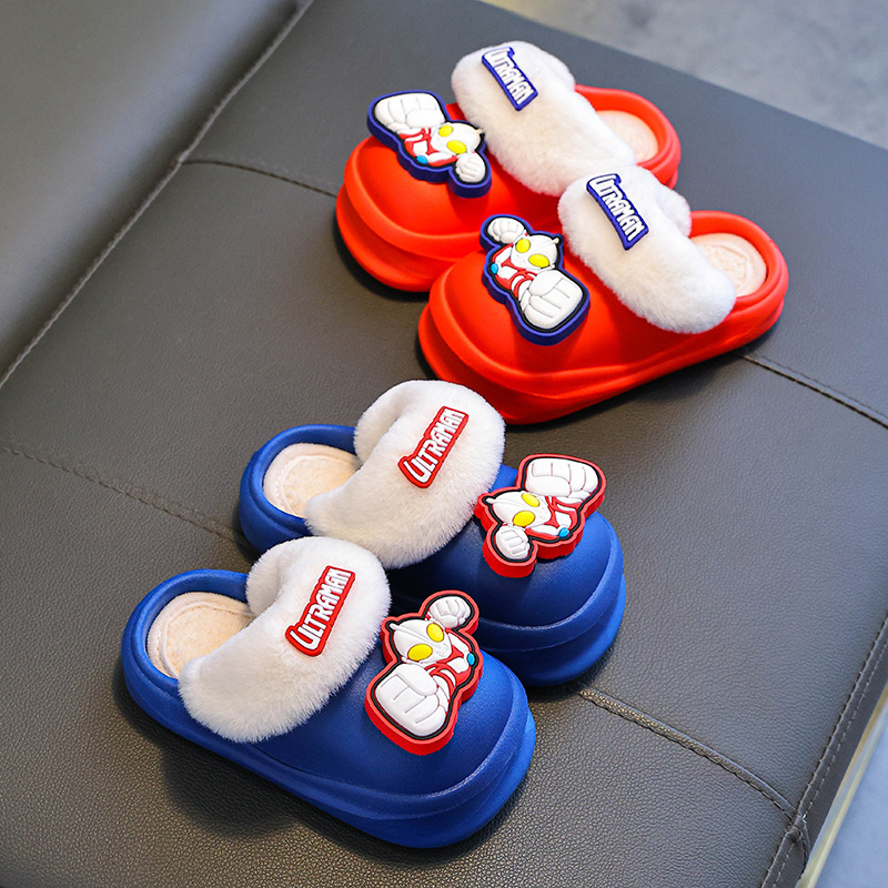 Altman invierno zapatillas de algodón para niños calentamiento más pelusa cubierta de algodón impermeable para niños bolsas caseras zapatos de talón de algodón