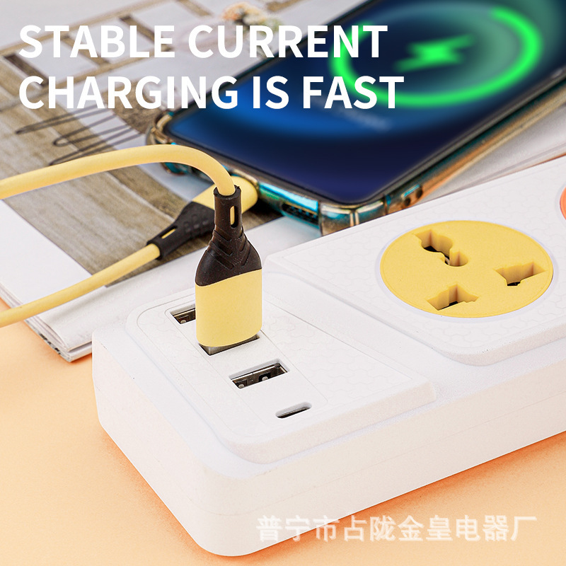 Protector de sobrecarga con cable eléctrico con puerto USB-C cargado con conector de conector de cable de extensión de color