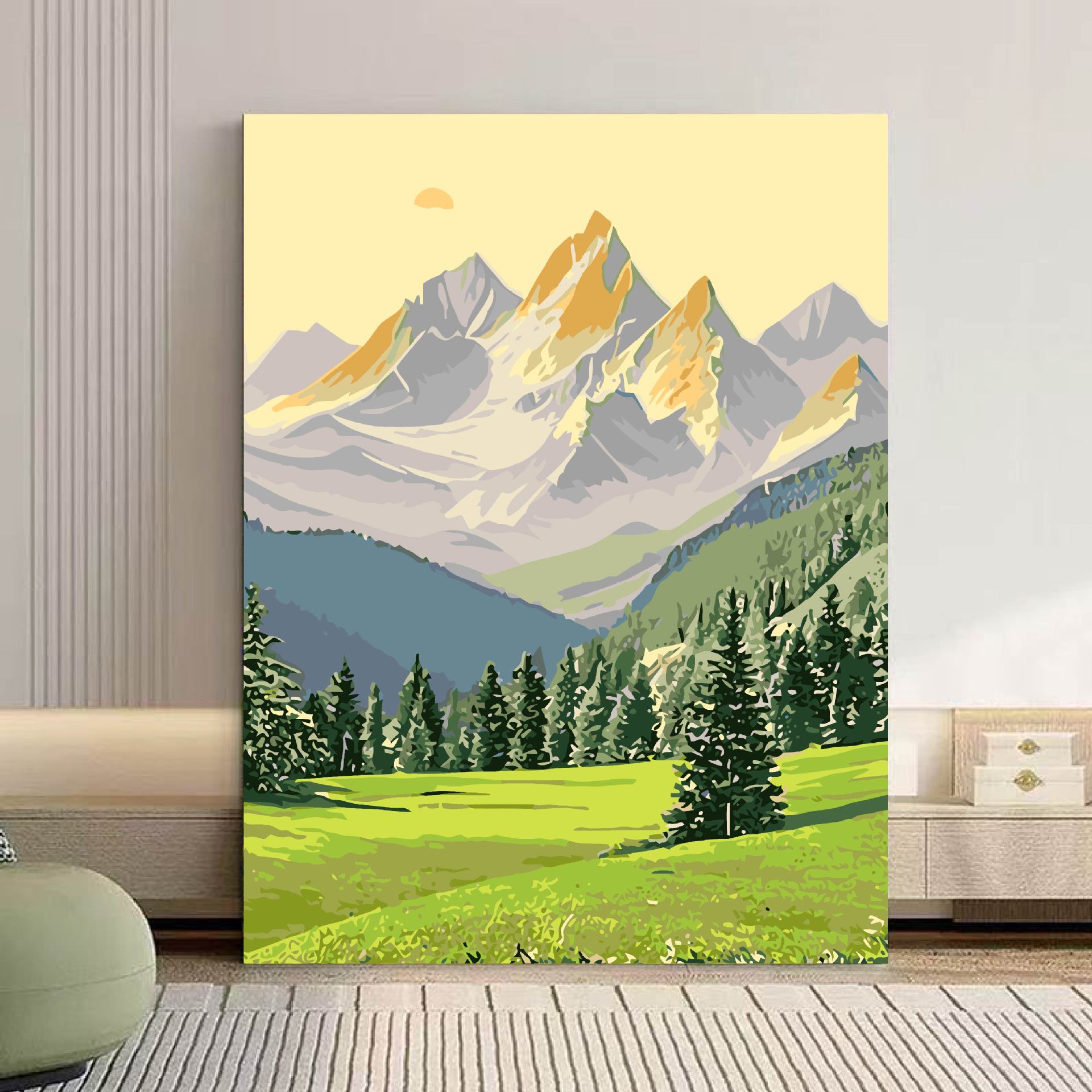 Sunshine Jinshan paisaje didiy pintura al óleo digital relleno de color sala de estar comedor de gran tamaño pintura a mano