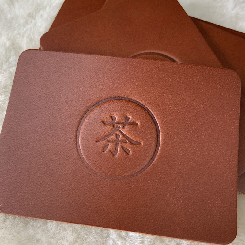 定与制头层牛皮茶杯垫子杯子牛皮垫功夫茶杯垫6_8厘米真皮皮料