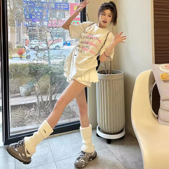 300 Jin plus size Retro Letter Short-sleeved T-shirt Women's Summer Loose oversize Design Chic Joker Top