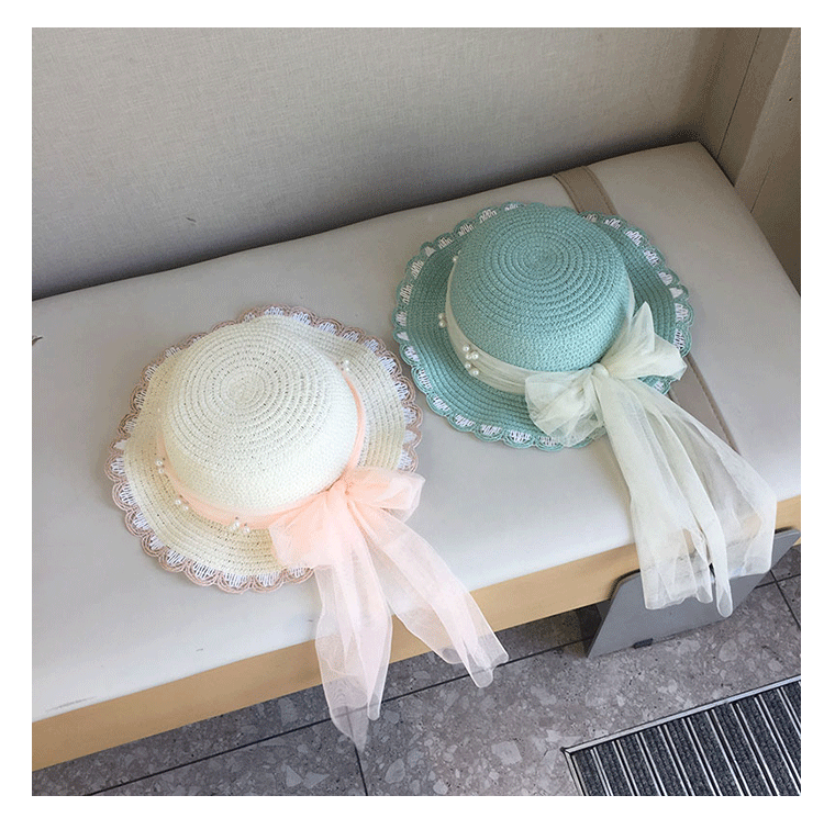 Summer Season Girl'S Cute Sweet Solid Color Straw Hat