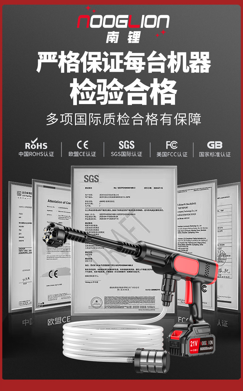 Customized Lithium Battery Car Wash Machine, Wireless Car Wash Machine, Household Rechargeable Cleaning Tool, High-Pressure Car Cleaning Device