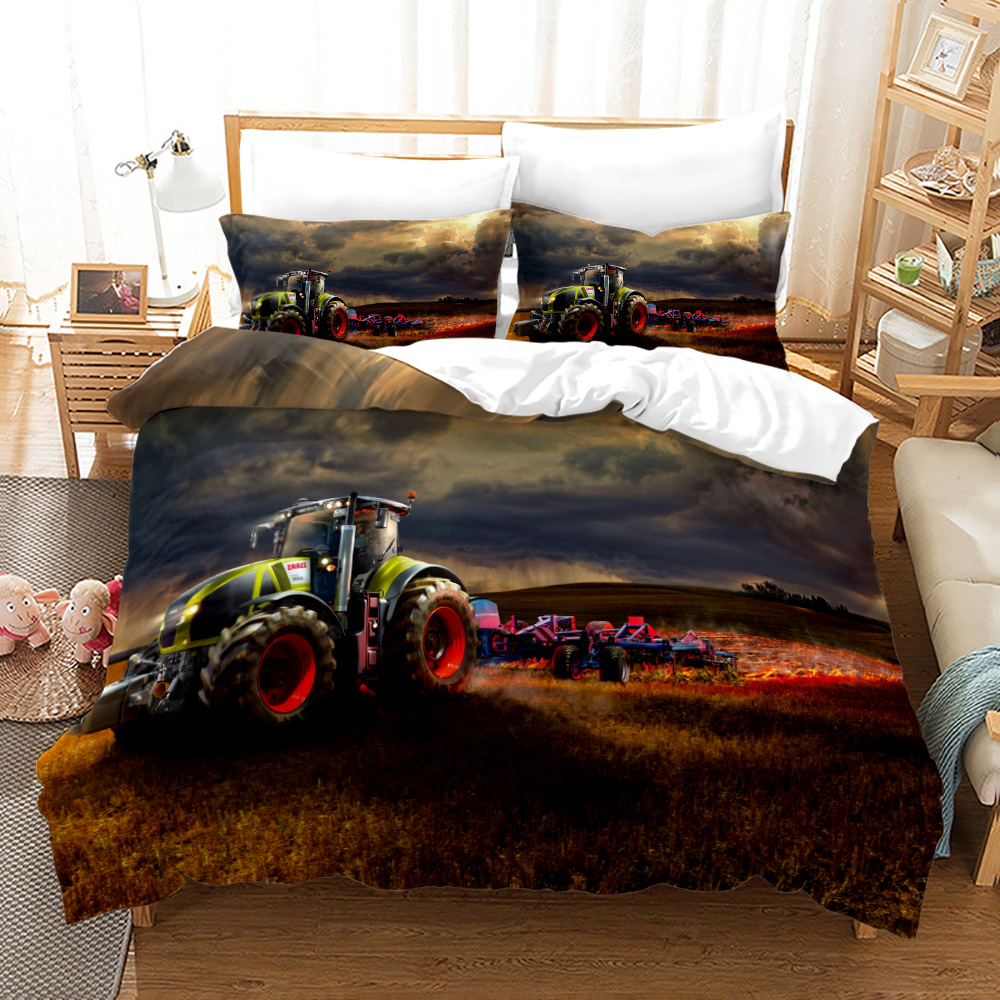 Harvest Tractor 3-Piece Quilted Bedding Set NCU0NXD1682