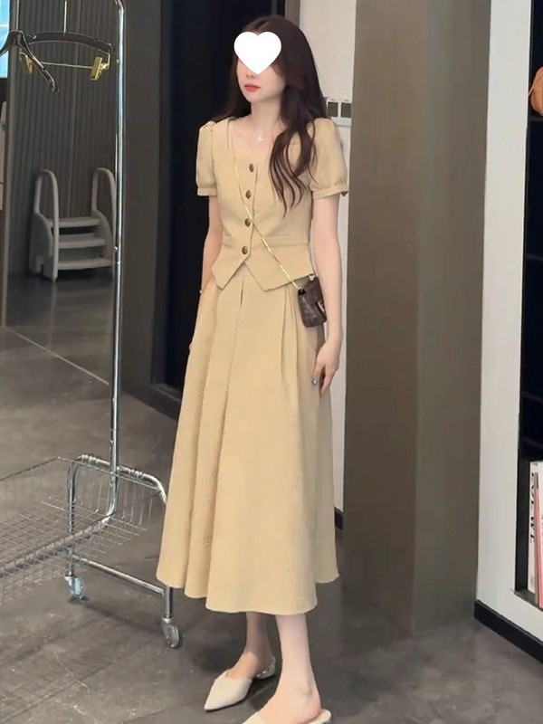 高级感千金气质小香风套装裙两件套女夏季时尚洋气半身裙短款上衣|undefined