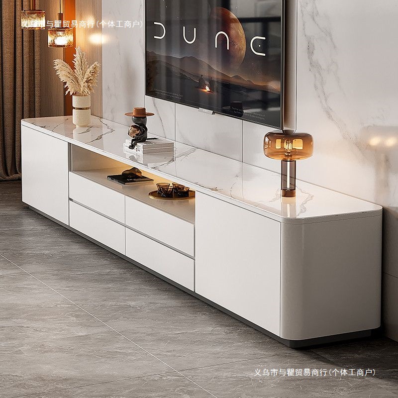 Solid Wood Slate Tv Cabinet Living Room Home Modern Simple High Cabinet Small Apartment Floor-Standing Tv Cabinet Coffee Table Combination