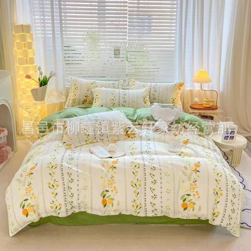 纯棉磨毛 床品面料长绒棉布匹 棉布印花面料 布头批发市场货源