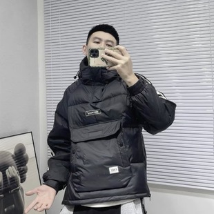 Winter New Zipper Tooling Cotton-padded Jacket Fashionable Men's Hooded Short Jacket for Couple with Pullover Cotton-padded Jacket