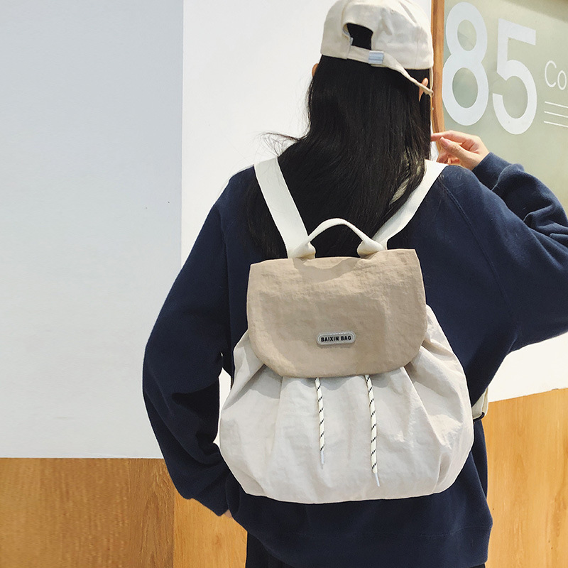 韩系简约双肩包包女2025新款休闲百搭轻便户外旅行背包大学生书包|undefined