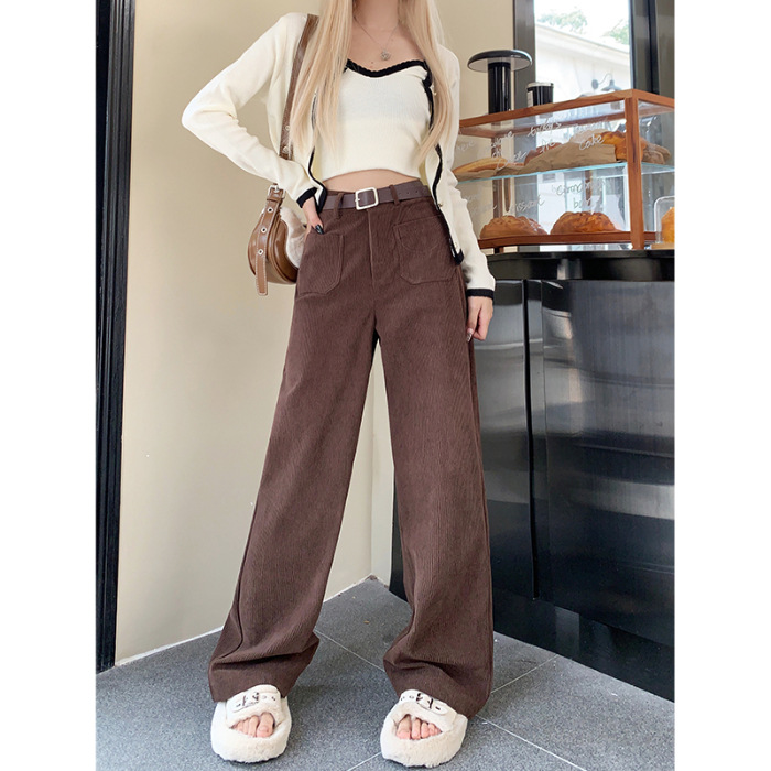 2025 nuevos pantalones rectos de terciopelo delgados pantalones gruesos variados de color curry casual pantalones de piernas de mujer image 9