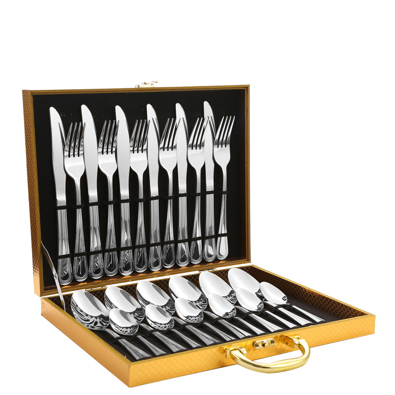 Productos de comercio electrónico transfronterizos cubiertos de acero inoxidable 24 piezas de cuchillo de filete de cuchara de cuchillo de cuchara de cuchillo de cuchillo