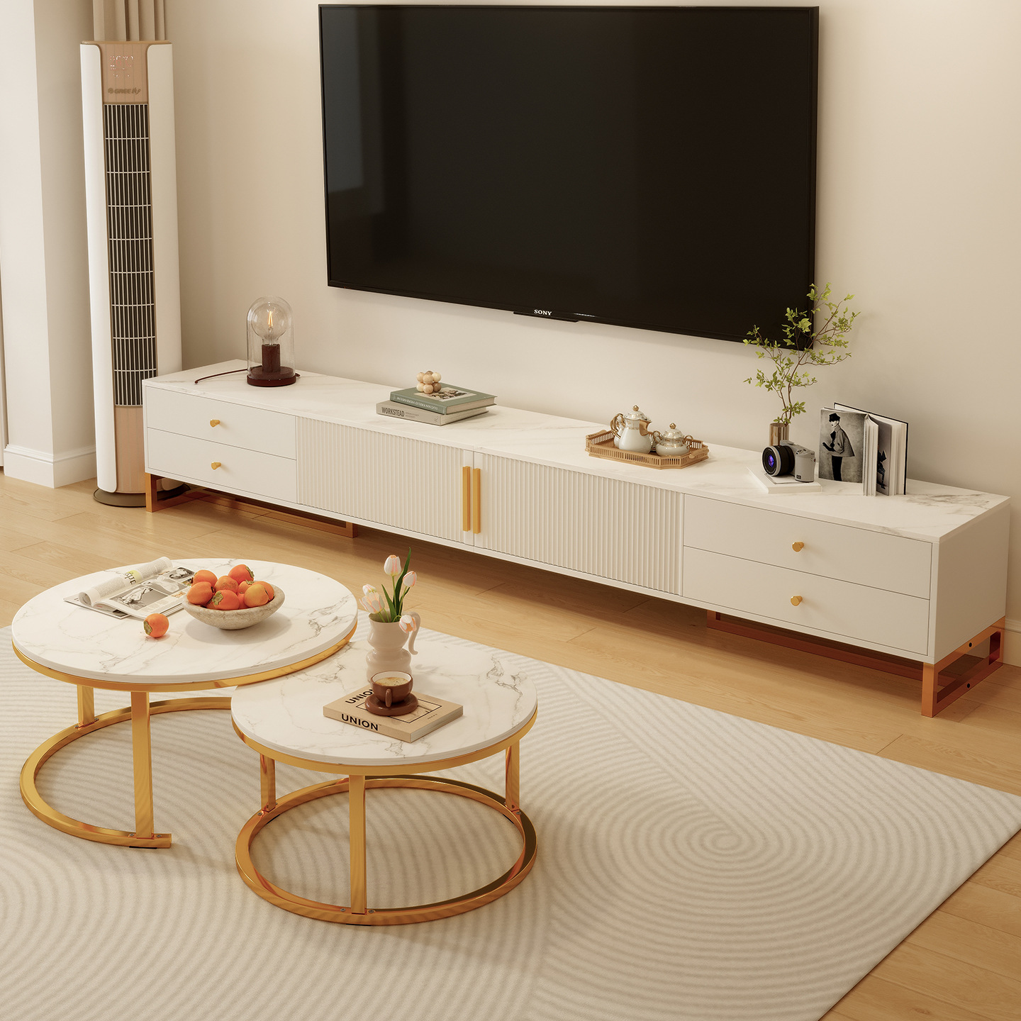 Tv Cabinet Living Room Home Small Apartment Modern Simple 2025 New Floor-Standing Simple Coffee Table Tv Cabinet Combination