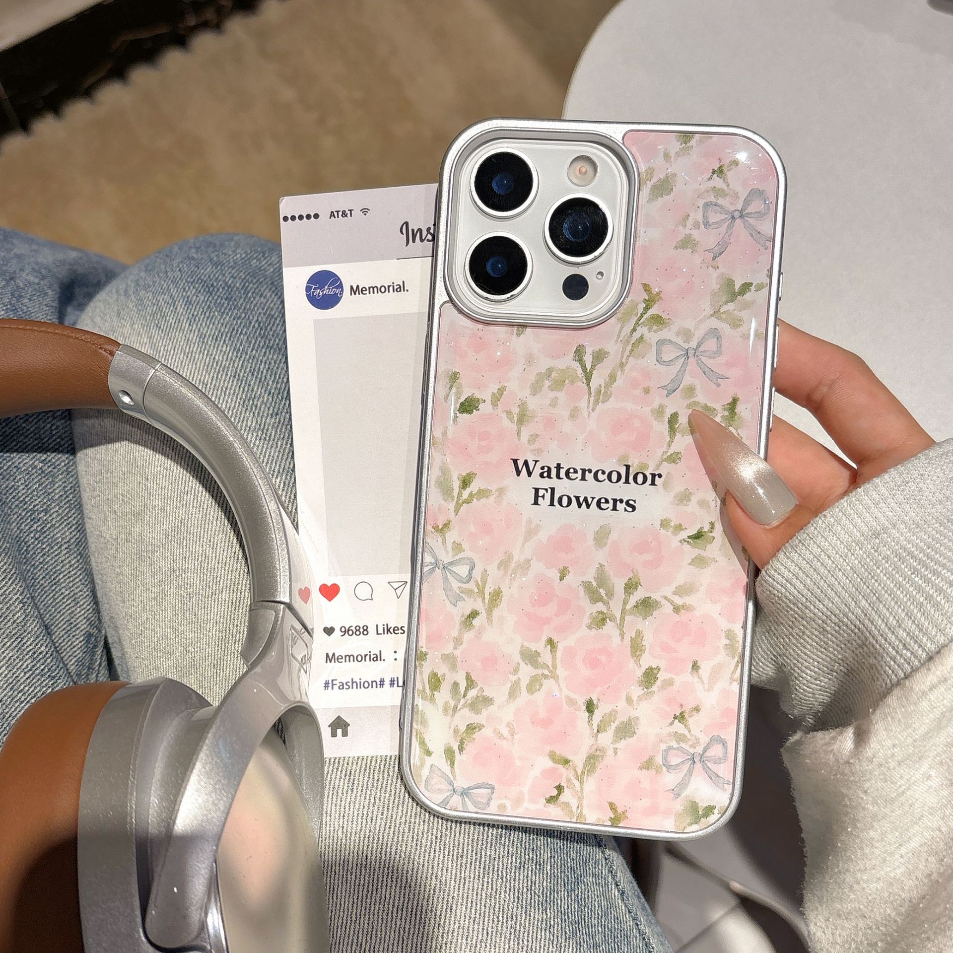 Verano pintura al óleo rosa arco para Apple 15ProMax funda para teléfono móvil 16Pro fresco 14/13 mujer