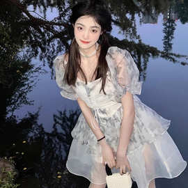 法式小个子收腰超仙女甜美在逃公主裙夏季别致绝美蓬蓬连衣裙独特